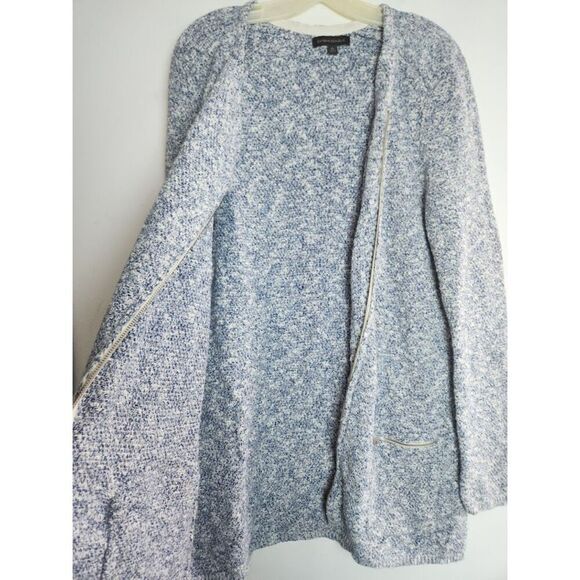 Banana Republic Women Blue Seed Stitch 100% Cotton Full Zip Sweater Jacket XL - Picture 10 of 10